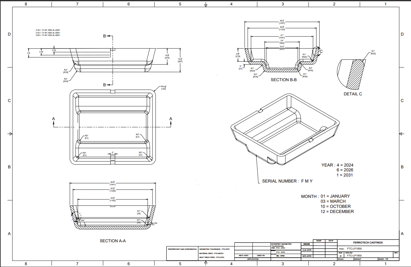 FTC-LP1850 sow mold engineering drawing