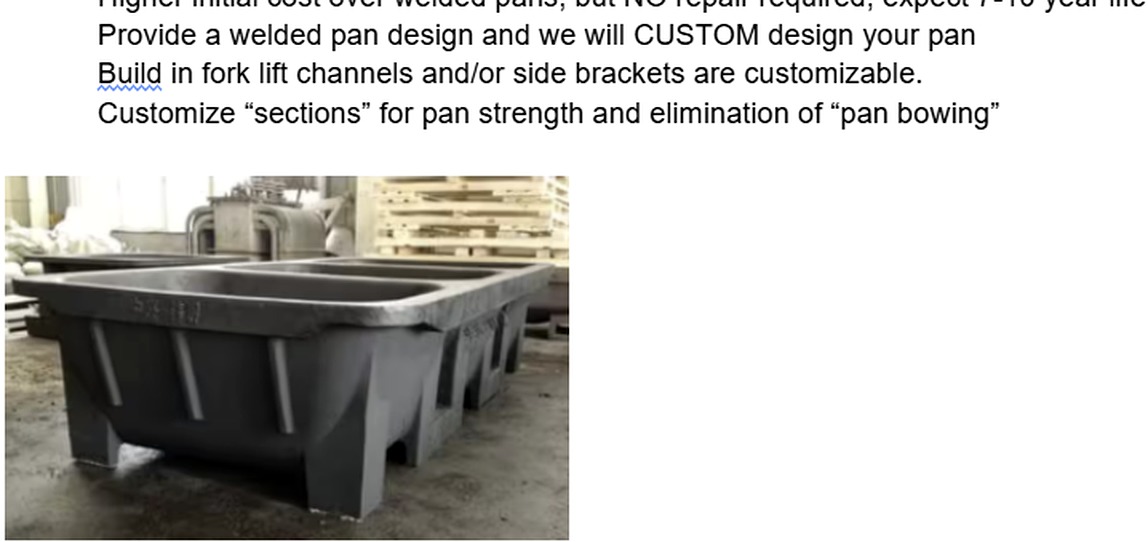 Ferrotech Castings dross pan — AISI 8630 multi-section